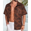 image:imageMens Hawaiian Shirt Short Sleeve Summer Beach Casual Tops Button Down T Shirts with PocketC Orange Print