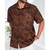 image:imageMens Hawaiian Shirt Short Sleeve Summer Beach Casual Tops Button Down T Shirts with PocketC Orange Print