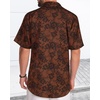 image:imageMens Hawaiian Shirt Short Sleeve Summer Beach Casual Tops Button Down T Shirts with PocketC Orange Print