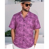 image:imageMens Hawaiian Shirt Short Sleeve Summer Beach Casual Tops Button Down T Shirts with PocketC Pink Print