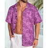 image:imageMens Hawaiian Shirt Short Sleeve Summer Beach Casual Tops Button Down T Shirts with PocketC Pink Print