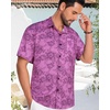 image:imageMens Hawaiian Shirt Short Sleeve Summer Beach Casual Tops Button Down T Shirts with PocketC Pink Print