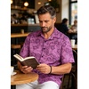 image:imageMens Hawaiian Shirt Short Sleeve Summer Beach Casual Tops Button Down T Shirts with PocketC Pink Print