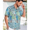 image:imageMens Hawaiian Shirt Short Sleeve Summer Beach Casual Tops Button Down T Shirts with PocketC Sky Blue Print