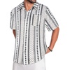 image:imageMens Hawaiian Shirt Short Sleeve Summer Beach Casual Tops Button Down T Shirts with PocketC White Black Stripe