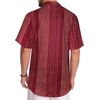 image:imageMens Hawaiian Shirt Short Sleeve Summer Beach Casual Tops Button Down T Shirts with PocketC Winered Stripe