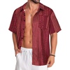 image:imageMens Hawaiian Shirt Short Sleeve Summer Beach Casual Tops Button Down T Shirts with PocketC Winered Stripe