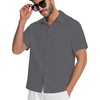 image:imageMens Hawaiian Shirt Short Sleeve Summer Beach Casual Tops Button Down T Shirts with PocketDark Grey