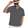 image:imageMens Hawaiian Shirt Short Sleeve Summer Beach Casual Tops Button Down T Shirts with PocketDark Grey