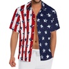 image:imageMens Hawaiian Shirt Short Sleeve Summer Beach Casual Tops Button Down T Shirts with PocketFlag Navy Tie Star