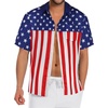 image:imageMens Hawaiian Shirt Short Sleeve Summer Beach Casual Tops Button Down T Shirts with PocketFlag Royal Blue Star