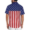 image:imageMens Hawaiian Shirt Short Sleeve Summer Beach Casual Tops Button Down T Shirts with PocketFlag Royal Blue Star