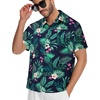 image:imageMens Hawaiian Shirt Short Sleeve Summer Beach Casual Tops Button Down T Shirts with PocketGreen Flamingo