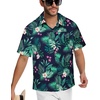 image:imageMens Hawaiian Shirt Short Sleeve Summer Beach Casual Tops Button Down T Shirts with PocketGreen Flamingo