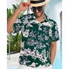 image:imageMens Hawaiian Shirt Short Sleeve Summer Beach Casual Tops Button Down T Shirts with PocketGreen Flower Leaf