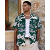 image:imageMens Hawaiian Shirt Short Sleeve Summer Beach Casual Tops Button Down T Shirts with PocketGreen Flower Leaf