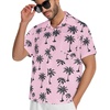 image:imageMens Hawaiian Shirt Short Sleeve Summer Beach Casual Tops Button Down T Shirts with PocketGreen Tree Pink Floral