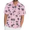 image:imageMens Hawaiian Shirt Short Sleeve Summer Beach Casual Tops Button Down T Shirts with PocketGreen Tree Pink Floral