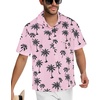 image:imageMens Hawaiian Shirt Short Sleeve Summer Beach Casual Tops Button Down T Shirts with PocketGreen Tree Pink Floral