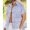image:imageMens Hawaiian Shirt Short Sleeve Summer Beach Casual Tops Button Down T Shirts with PocketGrey Print Palm Leaf