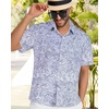 image:imageMens Hawaiian Shirt Short Sleeve Summer Beach Casual Tops Button Down T Shirts with PocketGrey Print Palm Leaf