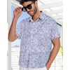 image:imageMens Hawaiian Shirt Short Sleeve Summer Beach Casual Tops Button Down T Shirts with PocketGrey Print Palm Leaf
