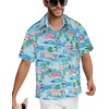image:imageMens Hawaiian Shirt Short Sleeve Summer Beach Casual Tops Button Down T Shirts with PocketLake Blue Flamingo