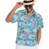 image:imageMens Hawaiian Shirt Short Sleeve Summer Beach Casual Tops Button Down T Shirts with PocketLake Blue Flamingo