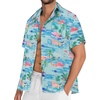 image:imageMens Hawaiian Shirt Short Sleeve Summer Beach Casual Tops Button Down T Shirts with PocketLake Blue Flamingo