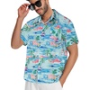 image:imageMens Hawaiian Shirt Short Sleeve Summer Beach Casual Tops Button Down T Shirts with PocketLake Blue Flamingo