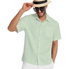 image:imageMens Hawaiian Shirt Short Sleeve Summer Beach Casual Tops Button Down T Shirts with PocketLight Green