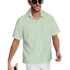 image:imageMens Hawaiian Shirt Short Sleeve Summer Beach Casual Tops Button Down T Shirts with PocketLight Green
