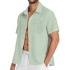 image:imageMens Hawaiian Shirt Short Sleeve Summer Beach Casual Tops Button Down T Shirts with PocketLight Green