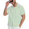 image:imageMens Hawaiian Shirt Short Sleeve Summer Beach Casual Tops Button Down T Shirts with PocketLight Green