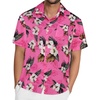image:imageMens Hawaiian Shirt Short Sleeve Summer Beach Casual Tops Button Down T Shirts with PocketLight Pinkl White Floral