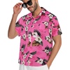 image:imageMens Hawaiian Shirt Short Sleeve Summer Beach Casual Tops Button Down T Shirts with PocketLight Pinkl White Floral