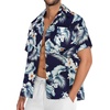 image:imageMens Hawaiian Shirt Short Sleeve Summer Beach Casual Tops Button Down T Shirts with PocketNavy Blue White Leaf