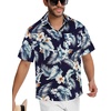 image:imageMens Hawaiian Shirt Short Sleeve Summer Beach Casual Tops Button Down T Shirts with PocketNavy Blue White Leaf