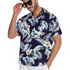 image:imageMens Hawaiian Shirt Short Sleeve Summer Beach Casual Tops Button Down T Shirts with PocketNavy Blue White Leaf