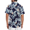 image:imageMens Hawaiian Shirt Short Sleeve Summer Beach Casual Tops Button Down T Shirts with PocketNavy Blue White Leaf