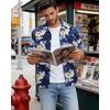 image:imageMens Hawaiian Shirt Short Sleeve Summer Beach Casual Tops Button Down T Shirts with PocketNavy White Floral
