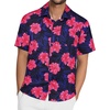image:imageMens Hawaiian Shirt Short Sleeve Summer Beach Casual Tops Button Down T Shirts with PocketPink Navy Floral