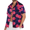 image:imageMens Hawaiian Shirt Short Sleeve Summer Beach Casual Tops Button Down T Shirts with PocketPink Navy Floral