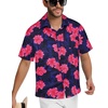 image:imageMens Hawaiian Shirt Short Sleeve Summer Beach Casual Tops Button Down T Shirts with PocketPink Navy Floral