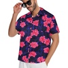 image:imageMens Hawaiian Shirt Short Sleeve Summer Beach Casual Tops Button Down T Shirts with PocketPink Navy Floral
