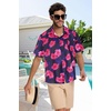image:imageMens Hawaiian Shirt Short Sleeve Summer Beach Casual Tops Button Down T Shirts with PocketPink Navy Floral
