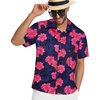 image:imageMens Hawaiian Shirt Short Sleeve Summer Beach Casual Tops Button Down T Shirts with PocketPink Navy Floral