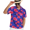 image:imageMens Hawaiian Shirt Short Sleeve Summer Beach Casual Tops Button Down T Shirts with PocketRoyal Pink Floral