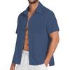 image:imageMens Hawaiian Shirt Short Sleeve Summer Beach Casual Tops Button Down T Shirts with PocketSea Blue