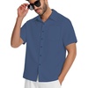image:imageMens Hawaiian Shirt Short Sleeve Summer Beach Casual Tops Button Down T Shirts with PocketSea Blue